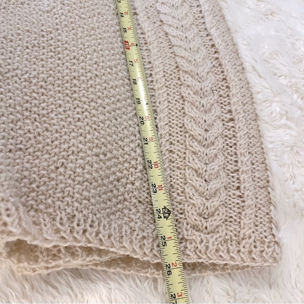 Vintage V-Neck Cable Loose Knit Beige Cream Off White Pullover Sweater Vest - Picture 3 of 8